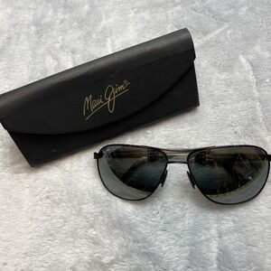 Maui Jim Castles Sunglasses & Case MJ728-2M Black‎ 61-16-140 Pilot *FRAMES ONLY*